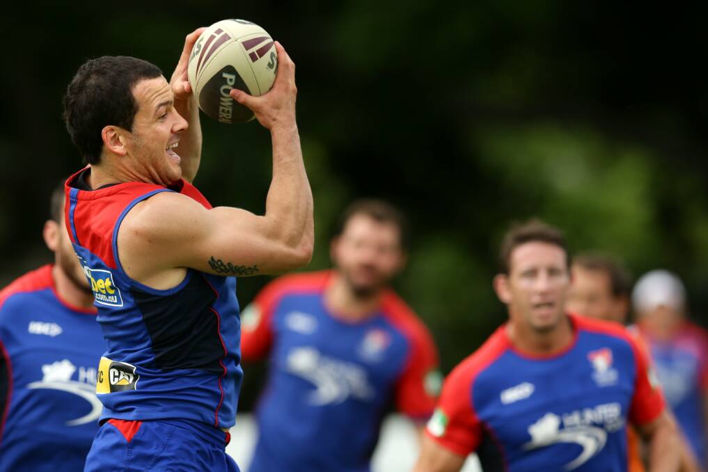 Newcastle Knights five-eighth Jarrod Mullen training in the lead-up to Saturday's match.
