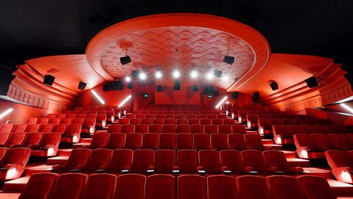 The "red" theatre, one of eight colour-coded screening rooms in the Lido Cinemas revamp by ITN Architects. Photo: Aidan Halloran