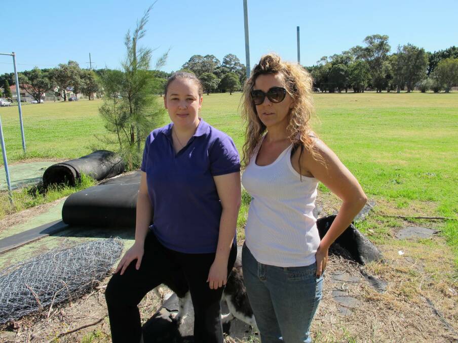 Mayfield residents Kristy Allan and Venessa Elliot at the site of the proposed 100-lot development.