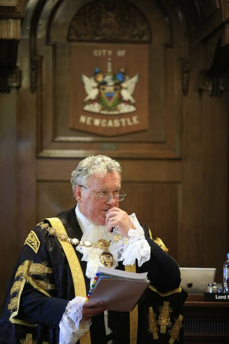  Jeff McCloy chairing his first council meeting as lord mayor in full formal robes on October 9, 2012.