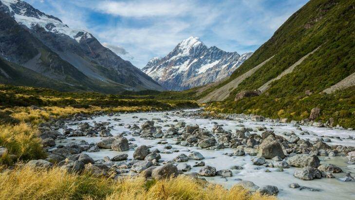 River and mountain landscape in Mount Cook National Park. Photo: iStock