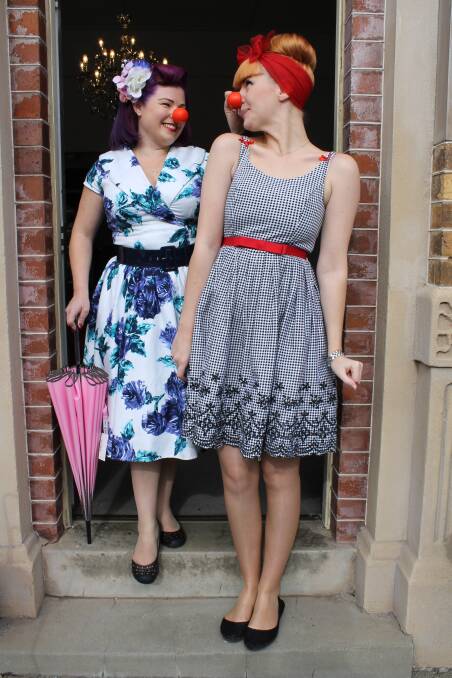 STEPPING OUT: MisKonduct Klothing's Stephanie Graham, of Maryland, and Zoe Baeten, of Waratah, ready to party in a rockabilly red nose way.