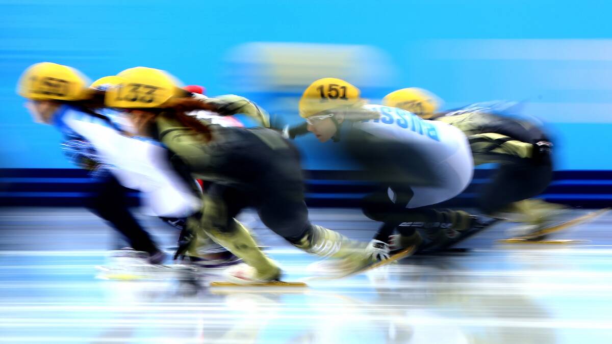 Short track speed skaters compete in the Short Track Ladies' 3000m Relay Final B at Iceberg Skating Palace on day 11 of the 2014 Sochi Winter Olympics on February 18, 2014 in Sochi, Russia. Photo: GETTY IMAGES