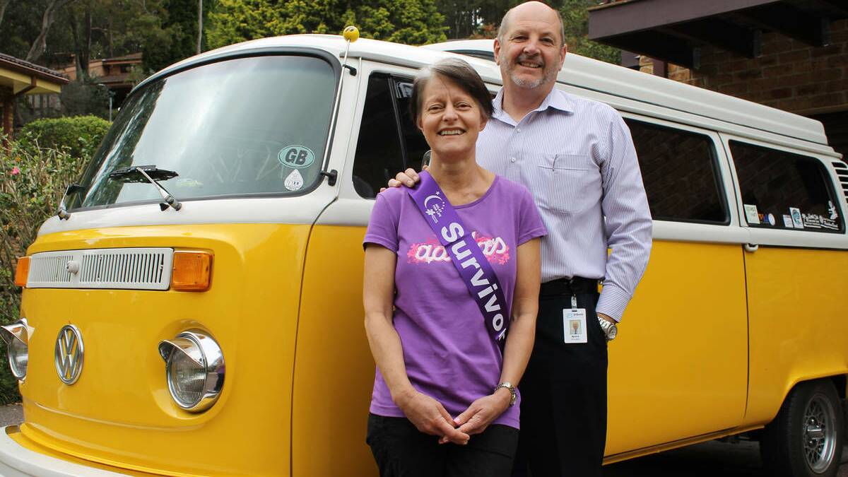 ON THE GO: Lynda and Mark Dolbel with their yellow Kombi that will be on display at the Newcastle/Lake Macquarie Relay For Life.