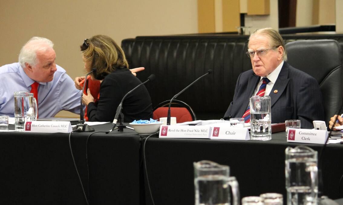 Fred Nile at the inquiry into planning processes in Newcastle and the broader Hunter region in November.