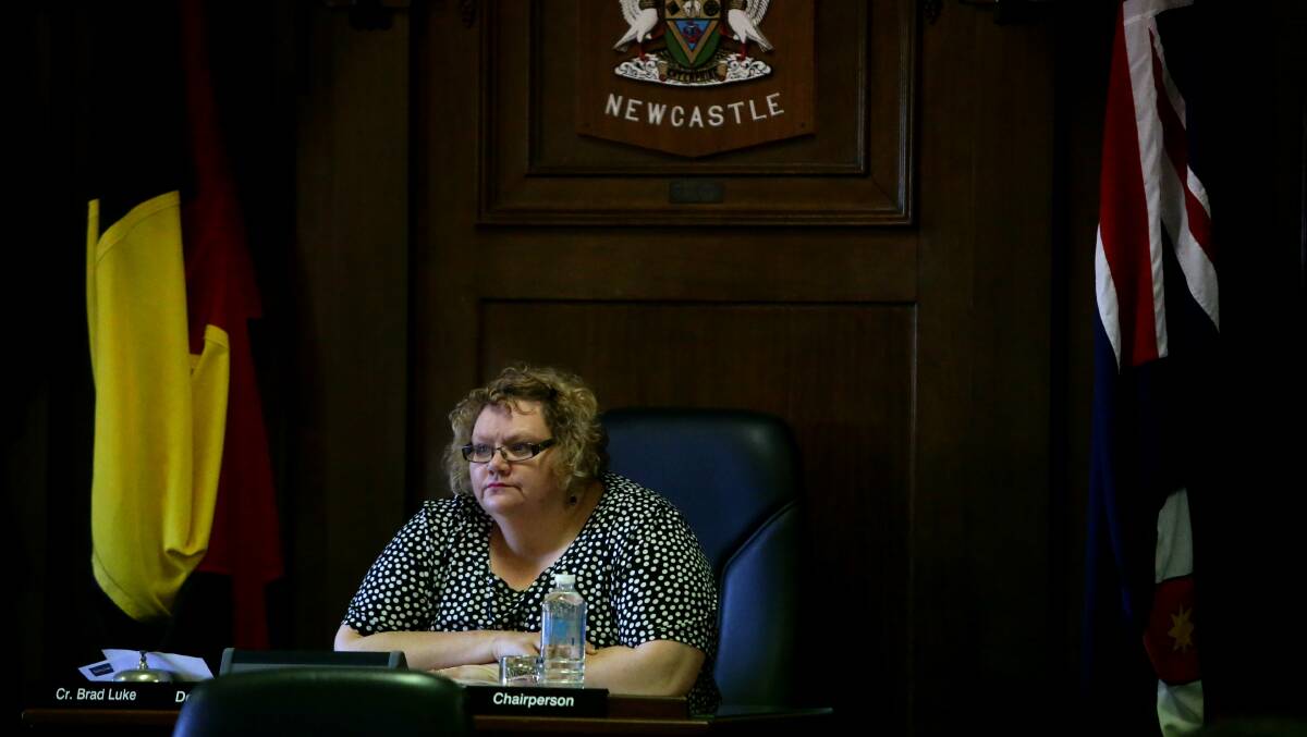Labor’s Stephanie Posniak takes charge of Newcastle council chambers on Tuesday night, as the new deputy mayor.