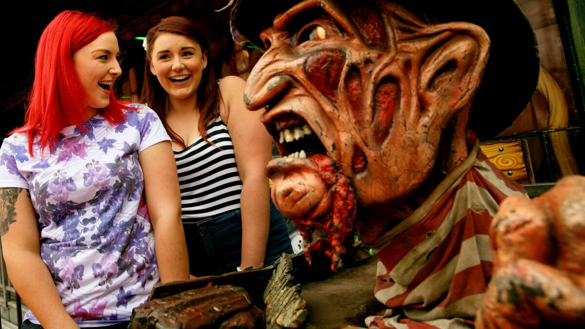 Jamie Cooper and Elisha McLean, with Freddy Krueger, at this year’s Newcastle Show.