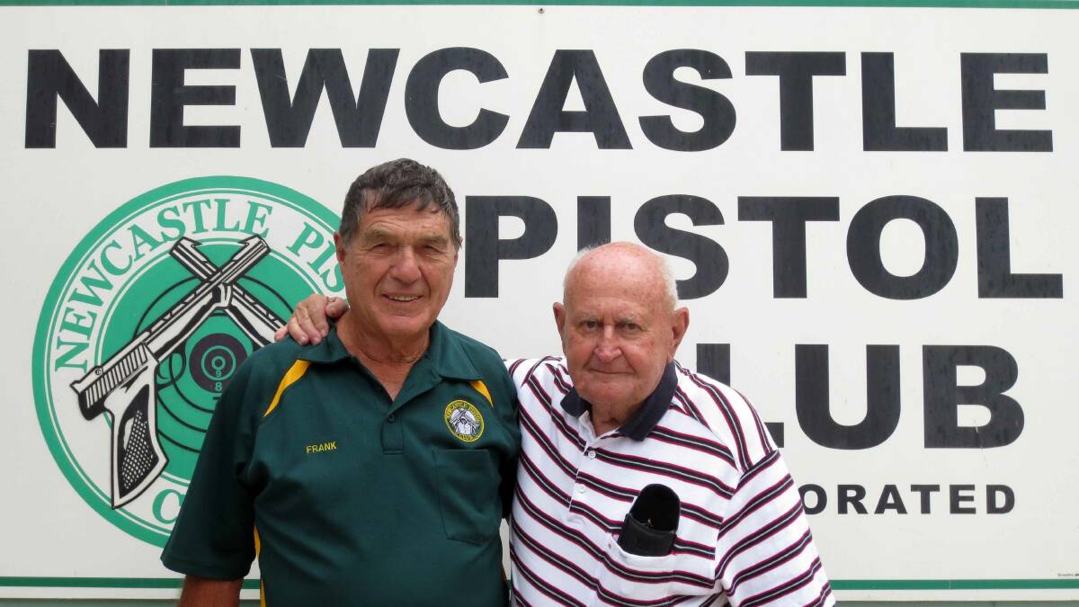 Newcastle Pistol Club 50th anniversary - founding members Frank Linsley and Jack Hill, who are still involved in the club.