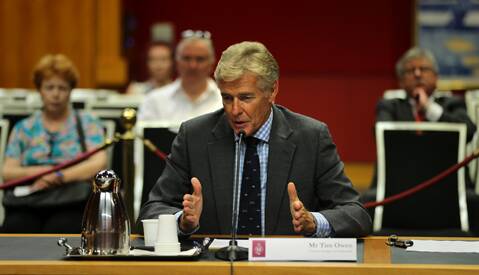 Tim Owen speaks to the parliamentary inquiry on Monday. Pic: Kate Geraghty