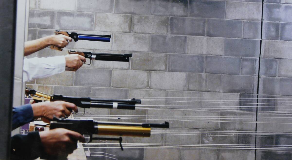 A range of air pistols in action by Newcastle Pistol Club members.