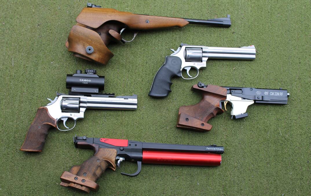 Some of the targets pistols used for competition at the Newcastle Pistol Club. 