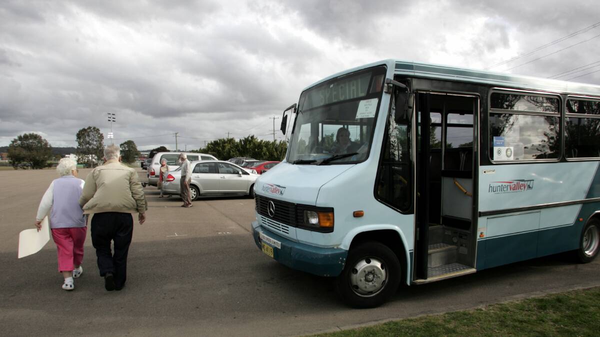 The shuttle bus service dropping off patients at the Hunter Stadium.