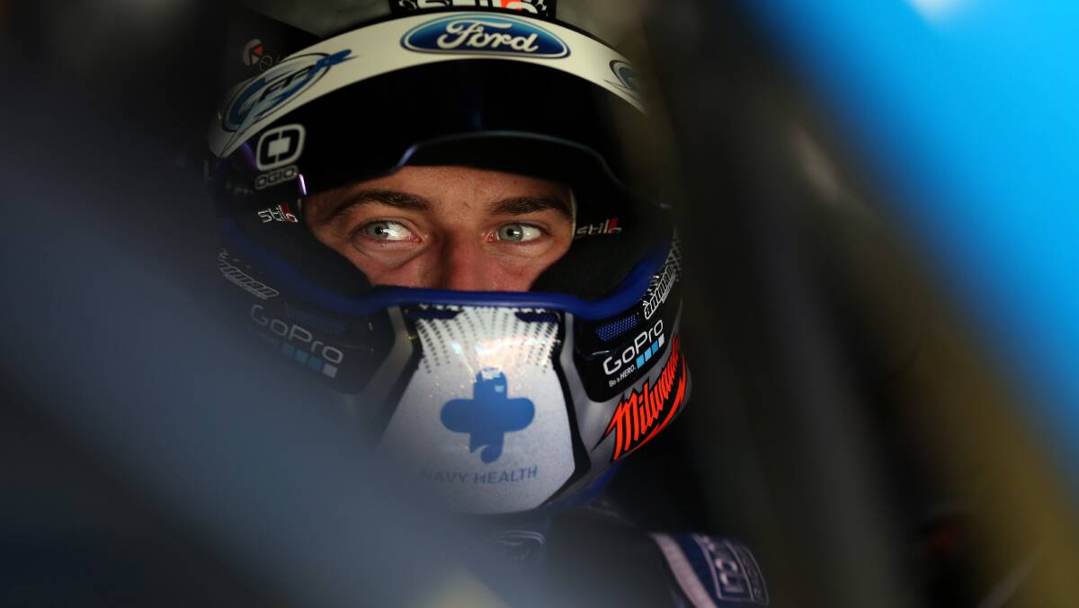Chaz Mostert driver of the #6 Pepsi Max Crew Ford sits in his car prior to practice for the Clipsal 500. Picture: Getty