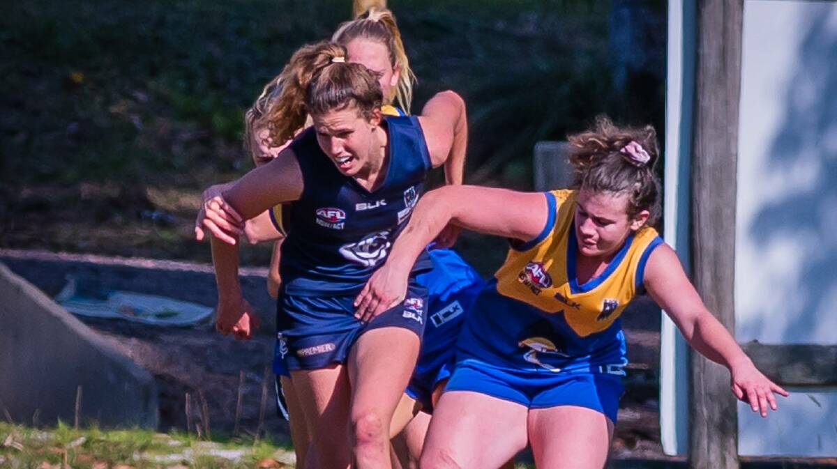 The Marlins were unable to keep Sarah Halvorsen out of the game forever, as City's leading scorer slotted two in the 25 point victory. Picture: Ken Hogan