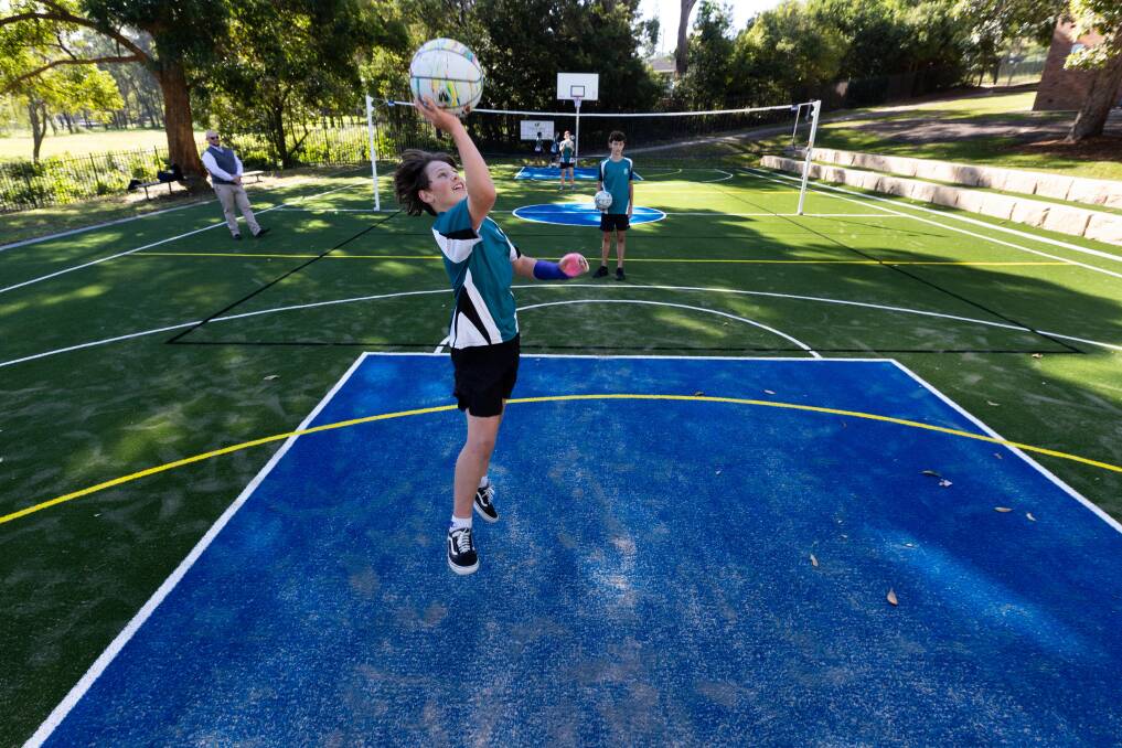 New multi-use sports court at Cardiff High School, pictures by Jonathan Carroll