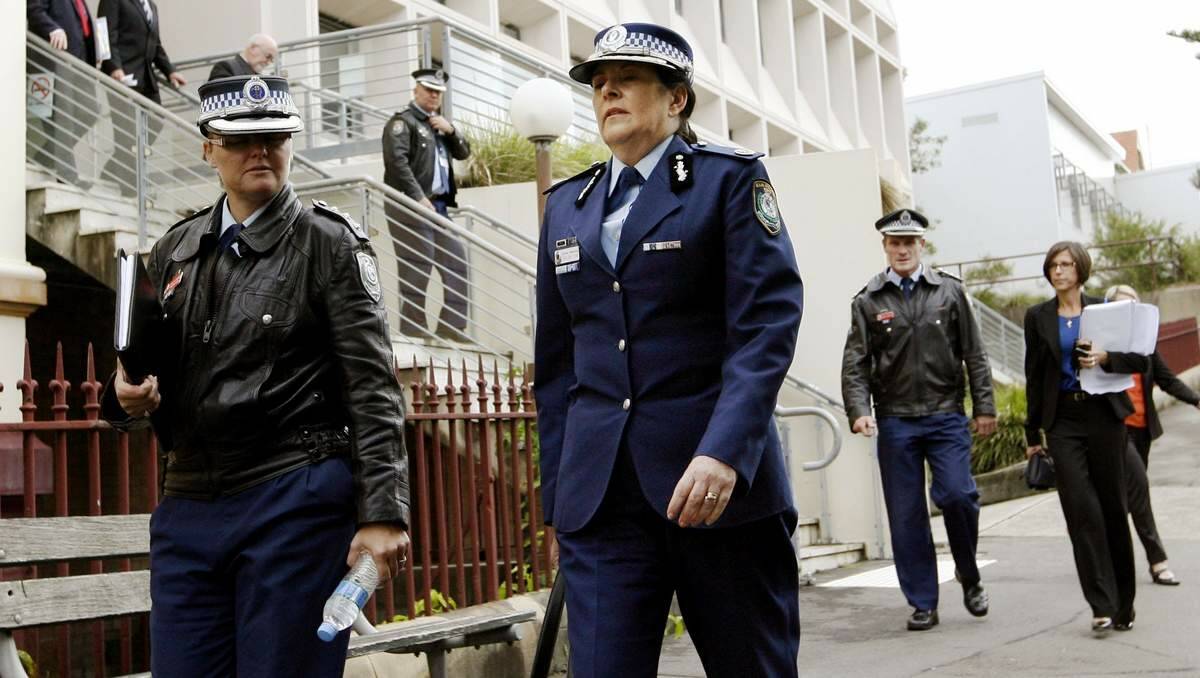 Assistant Commissioner Carlene York, centre, leaves the inquiry on Tuesday. Picture: Darren Pateman
