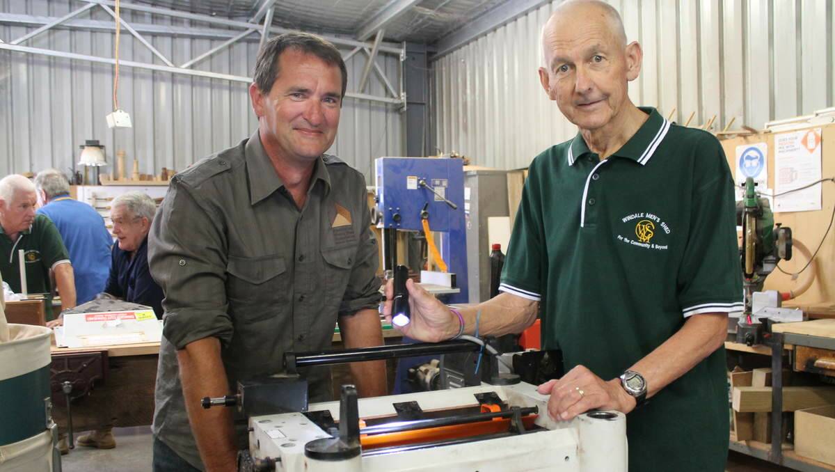 AFFECTING LIVES: Australian Men’s Shed Association chief executive officer David Helmers with volunteer Donald Spence at the Windale Men’s Shed.