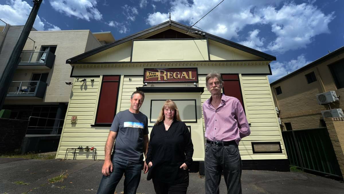 FLICKS ARE BACK: The Regal Theatre project manager Christopher Saunders with presidents of the Regal Cinema Trust Jo Smith and David Horkan.