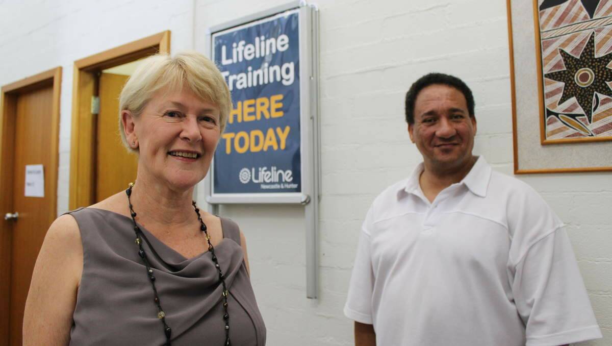 MORE COUNSELLING SERVICES: Lifeline Newcastle and Central Coast chief executive Kay Chapman with volunteer counsellor Craig Hamilton.