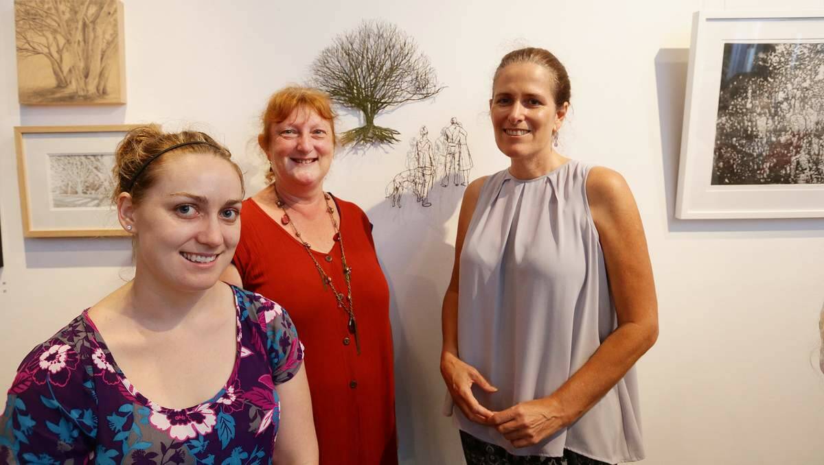 WINNERS: Laman Street Art Prize winners Jessica Kellar, Leslie Duffin and Jane Robinson at Back to Back Galleries, where their work, each in quite different mediums, shows until Sunday. Picture: Ryan Osland