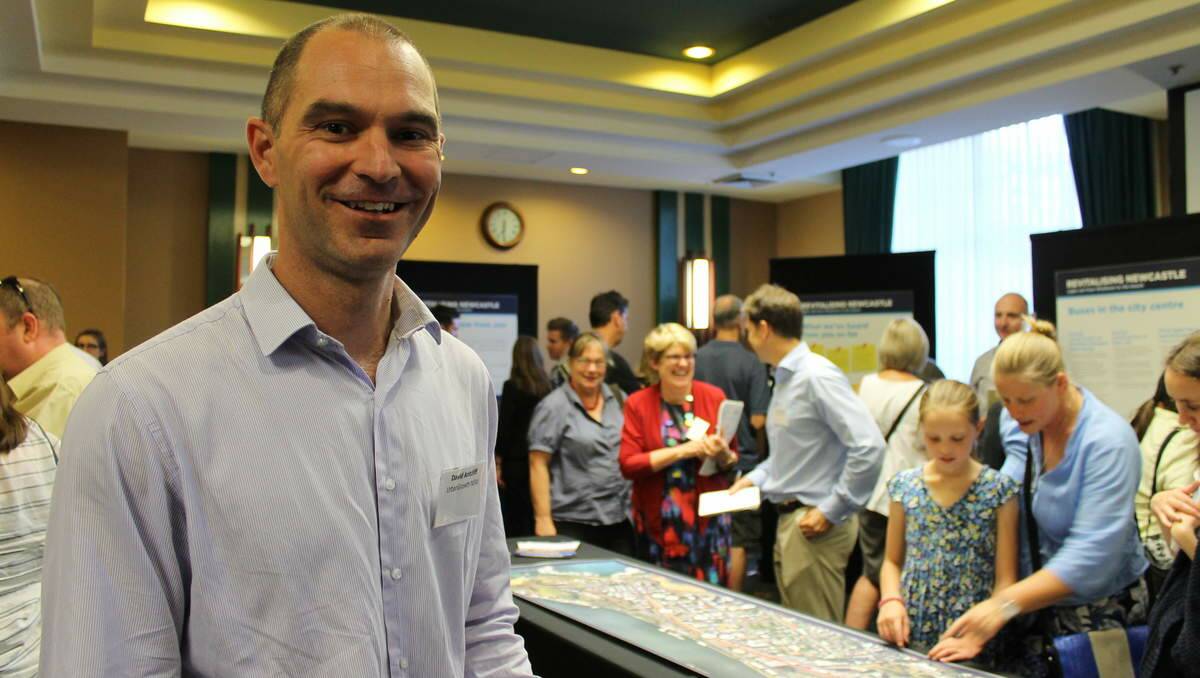 BUSY: UrbanGrowth NSW project manager David Antcliff at the community forum at Newcastle City Hall.