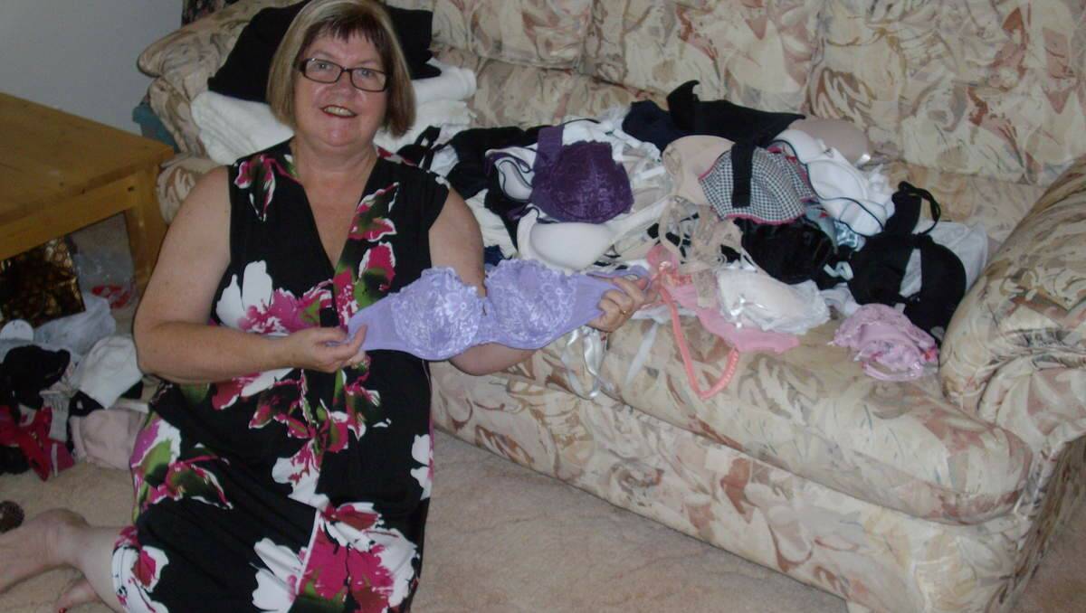 Suzette Gaff, founder of the Hunter Bra Drive with her collection for the Uplift Project.