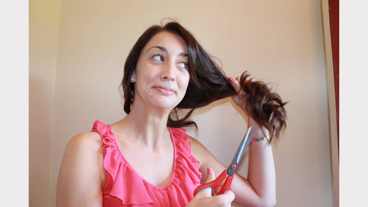 Jaide Hodson, from Merewether, prepare to shed her locks for the charity Look Good Feel Better Campaign.