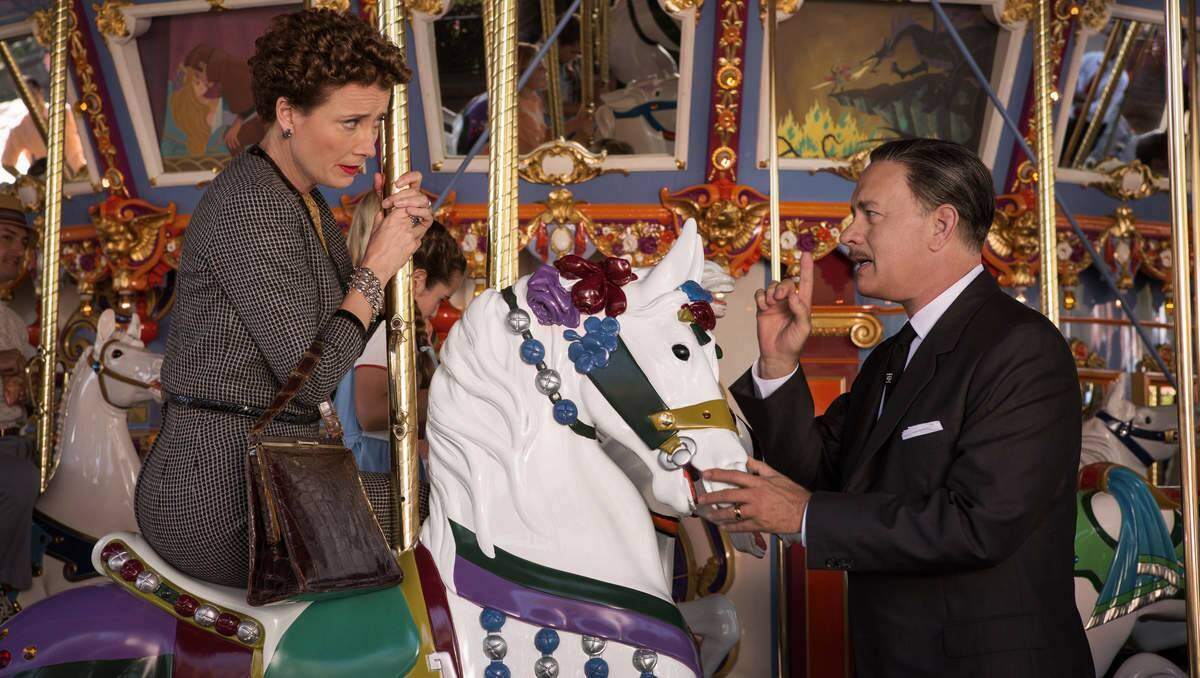 PJ Travers (Emma Thompson) and Walt Disney (Tom Hanks) in Disney's Saving Mr. Banks.