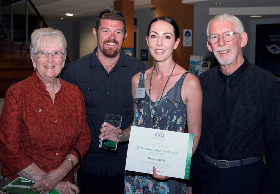 Lake Macquarie 2014 Australia Day Awards Young Citizen of the Year (18-30 years) Bianca Judd with her family.