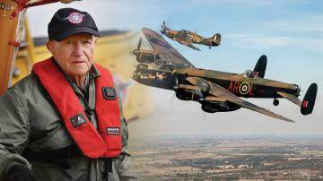 World War II veteran Bill Purdy shares his observations of what he saw from the sky as a pilot during D-Day in the Battle of Normandy. Inset is a picture of a Lancaster Bomber, the type of plane Bill flew. Pictures by ACM/Peter Stoop and Cpl Phil Major ABIPP/Wikimedia Commons.