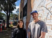Artist Calum Hotham with Shahd Qaisanieh, who will be featured in the Wallsend mural. Picture supplied