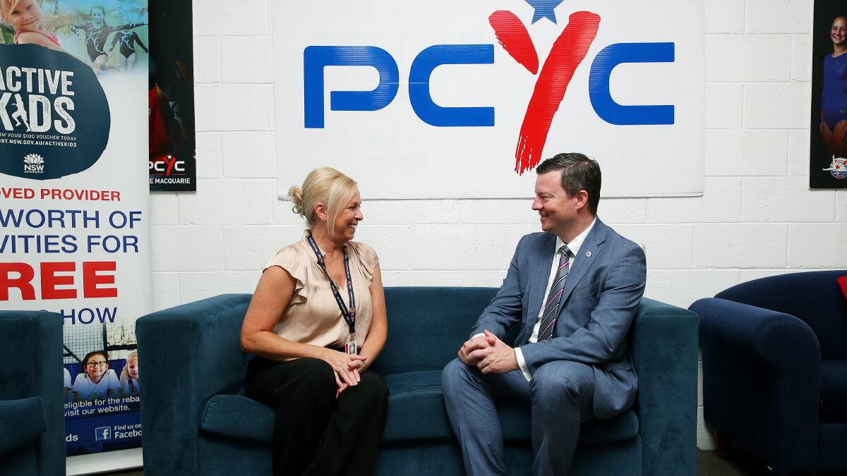 Janelle Sceresini, PCYC Youth Co-ordinator and Ben Hobby, PCYC NSW CEO, at the announcement of PCYC and Greater Charitable Foundation partnership. Picture Peter Lorimer