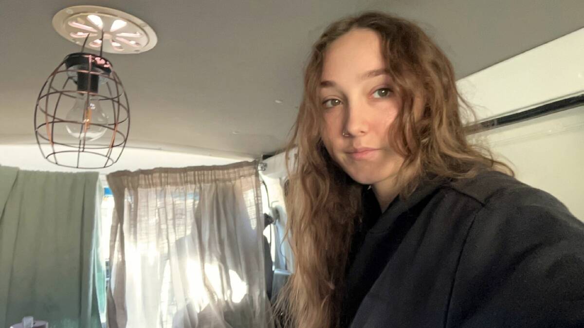 Social work student from Port Macquarie Milly Lynch, 20, has been living in her van while on a social work intensive at CSU in Wagga. Picture supplied