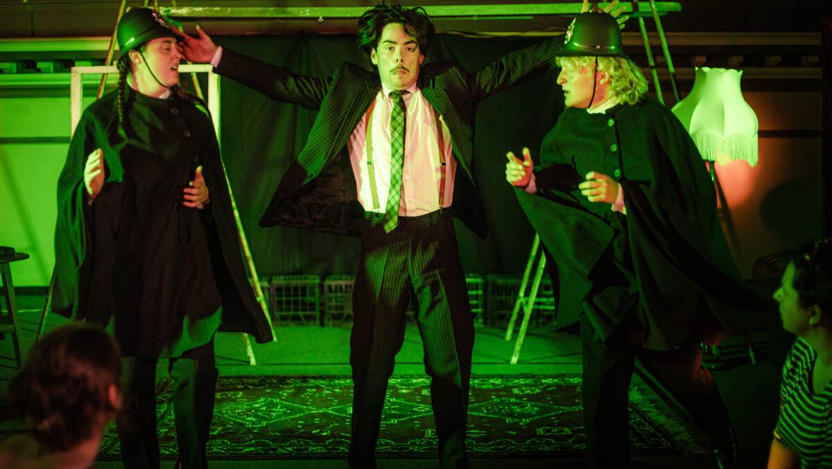  Sarah Moran, Hamish Coates, Kristian Cousins in The 39 Steps. Picture by Floyd Mallon