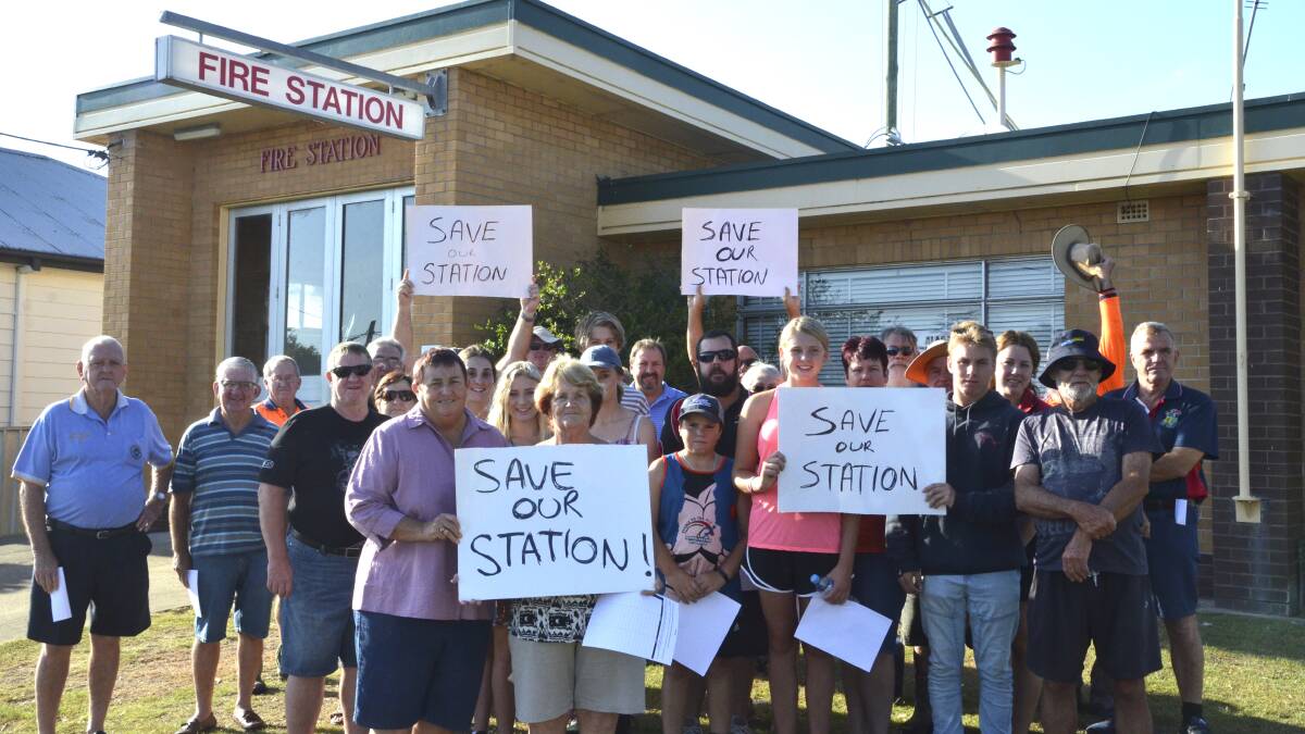 PLEA: Weston residents gathered on Monday morning to show their support for the fire station. Picture: Krystal Sellars