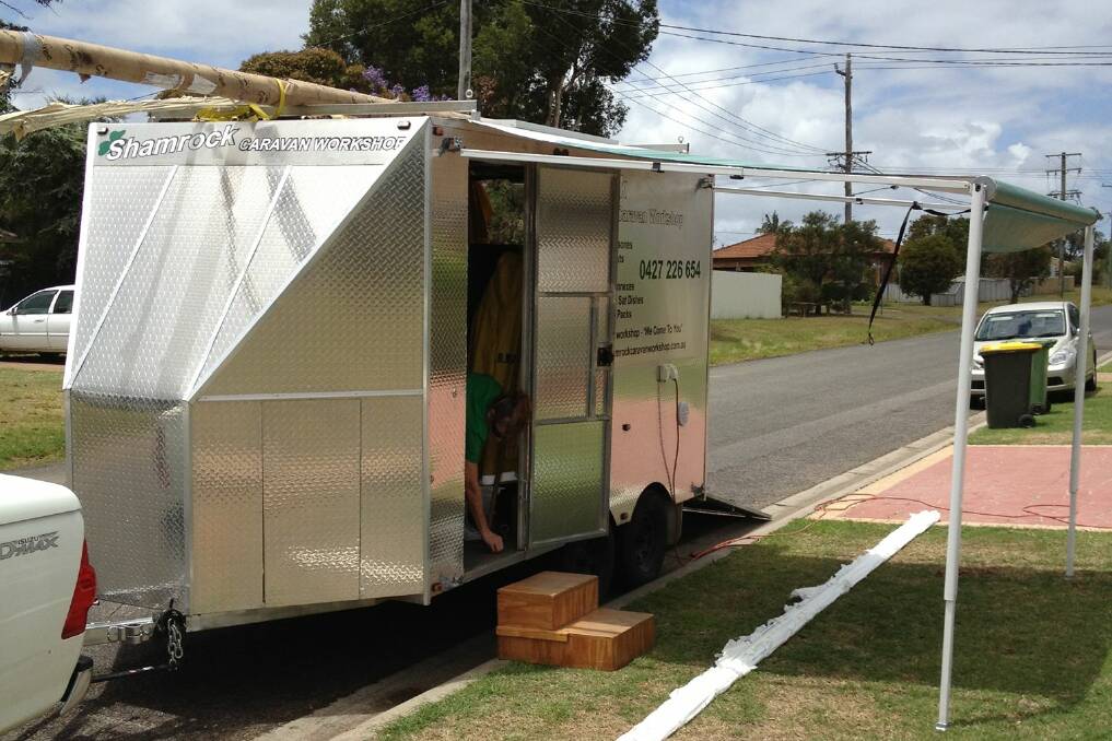 THEY COME TO YOU: Shamrock Caravan Workshop services all over the Central Coast with a mobile breakdown service available, or simply tow it into their workshop.