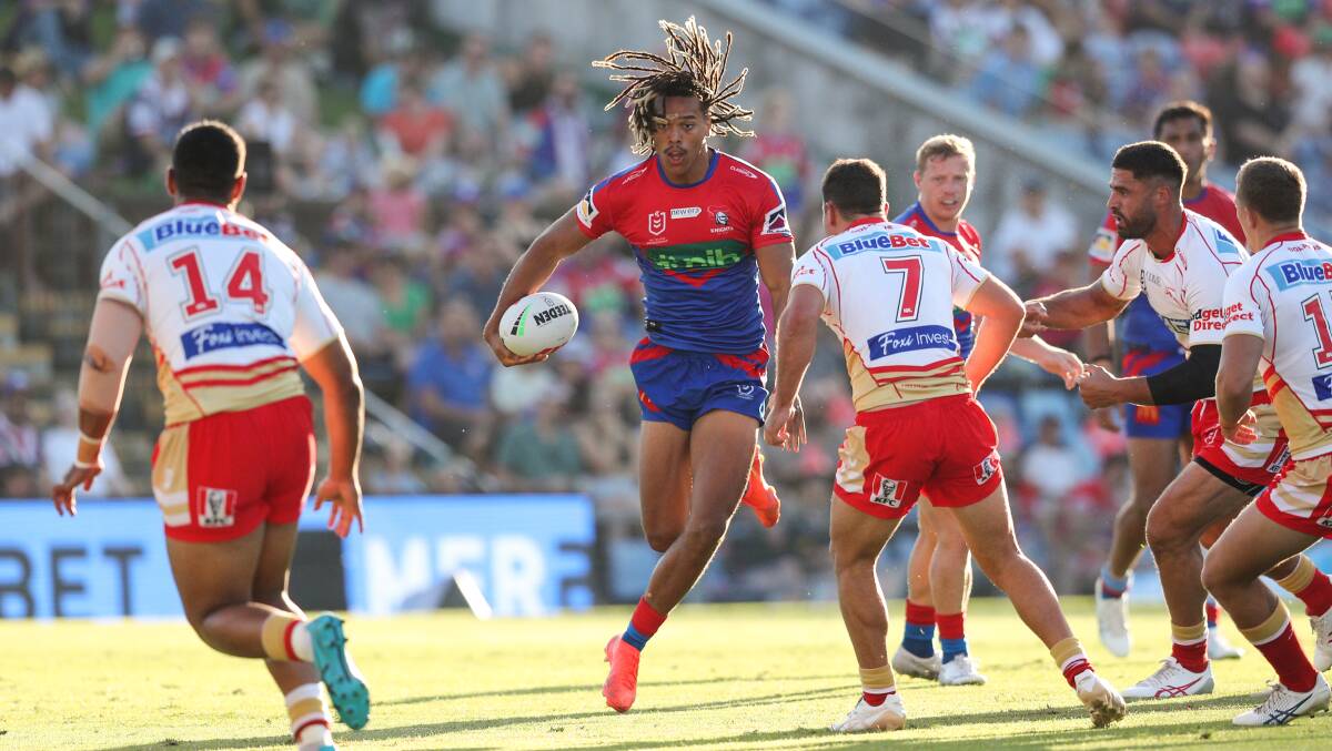 Knights winger Dominic Young has signed to join the Roosters next year but Parramatta have apparently made a play for him to join them for the rest of this season. Picture by Max Mason-Hubers