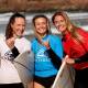 Sammy Paul, Fredrikke Mundal and Sarah Moore at the 2024 Guns, Hearts and Hoses surf comp. Picture by Peter Lorimer