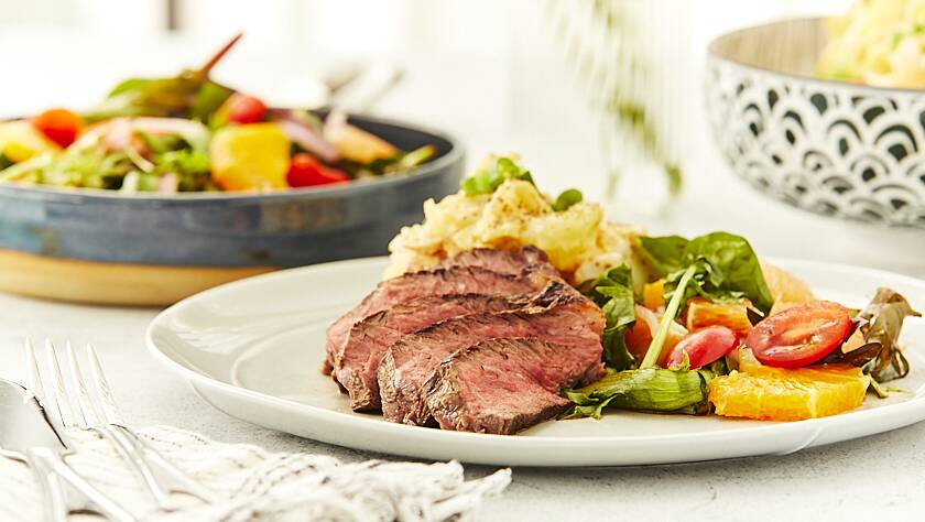Randi Thraves' Cajun-style rump steak with a southern potato salad. Picture: Supplied