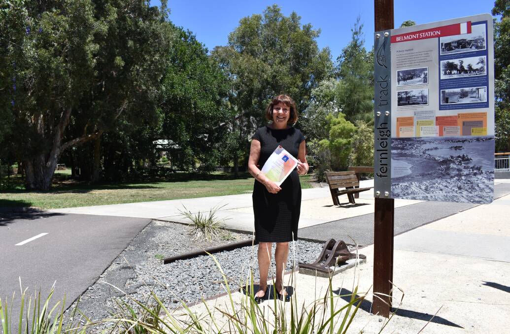 MOVING FORWARD: Cr Kay Fraser on the Fernleigh Track. An extension for the track is included in the $63.9 million infrastructure plan for community facilities.