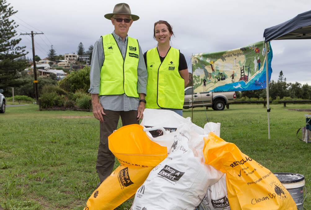 GET INVOLVED: Volunteers collected bags of rubbish from Webb Park, Redhead last year.