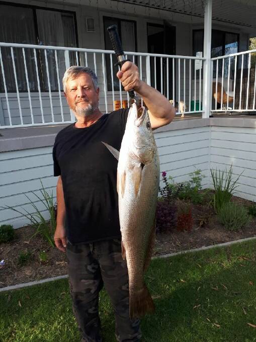Hooked: Swansea RSL legend David Sykes with yet another big jewfish from the lake.