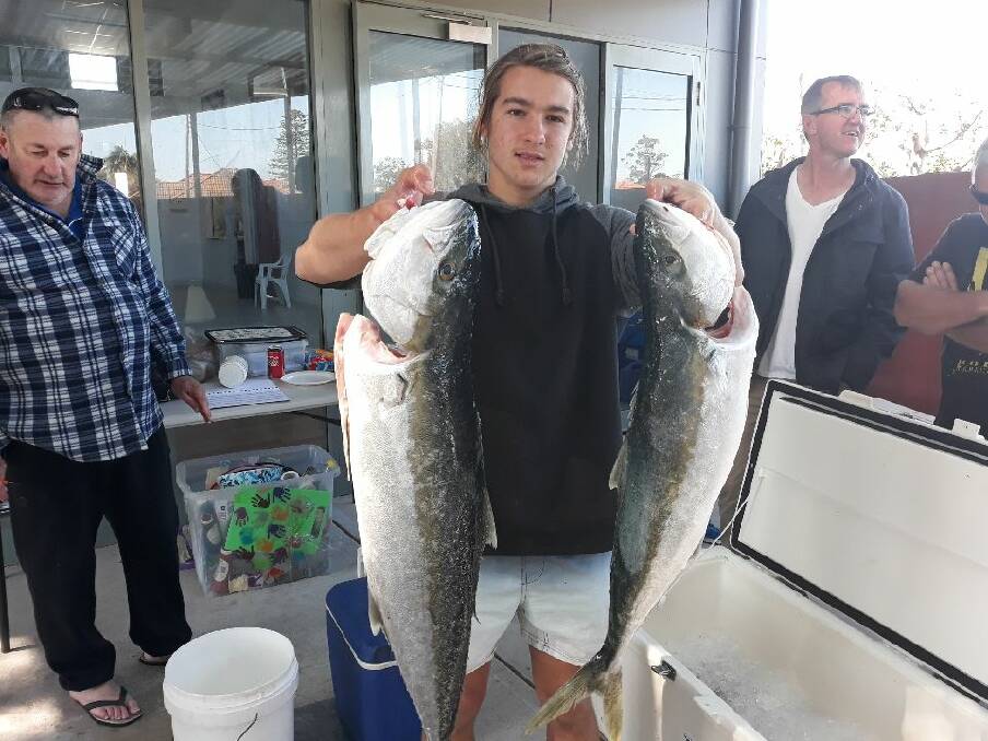 NICE CATCH: Caleb Pritchard with a couple of Kingfish caught wide off Swansea.