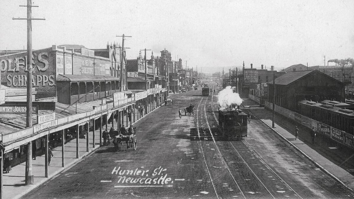 HUNTER STREET: Looking west from the top of A.A. Co. bridge, 1900.
Picture: Crofts Collection, Newcastle Region Library