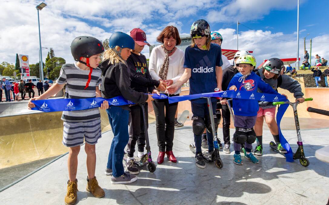 SKATE AWAY: The Charlestown Skate Park ribbon cutting ceremony drew a crowd of eager young skaters.