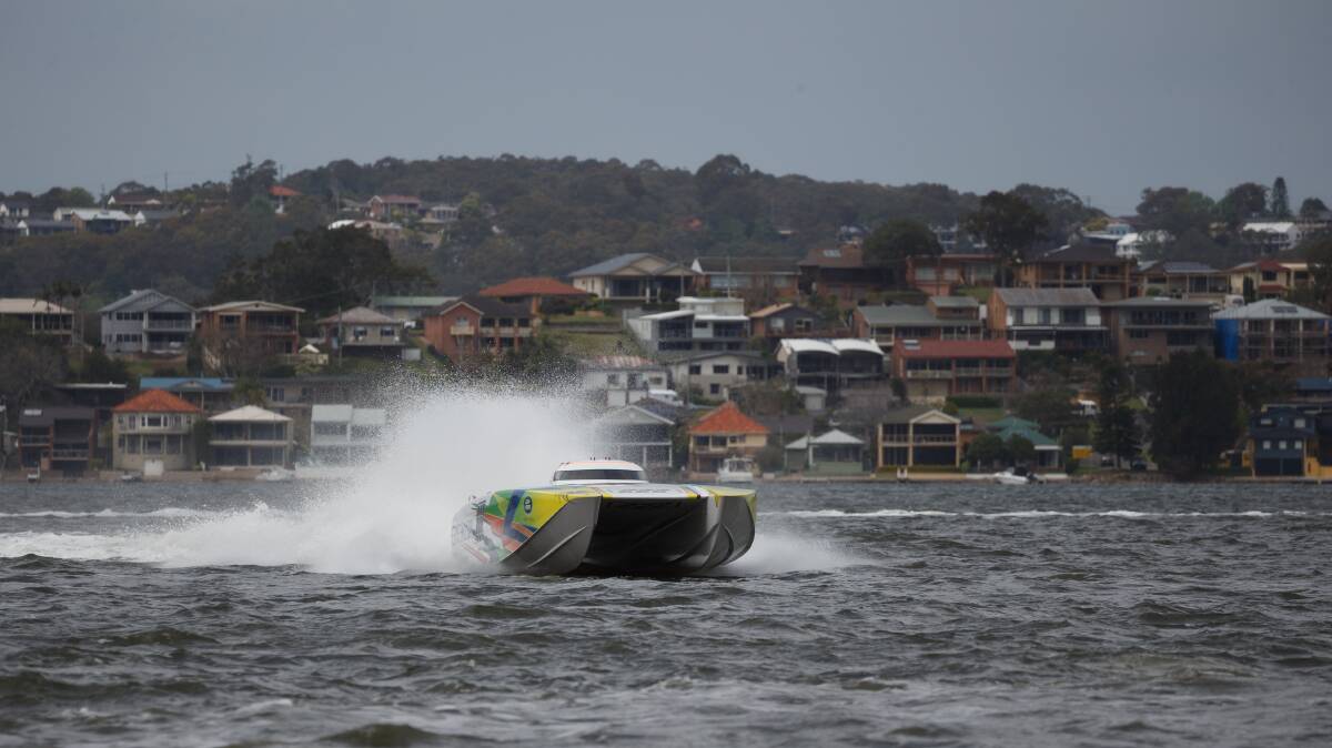 INTENSE: Some of the Superboat action on Lake Macquarie last weekend. 