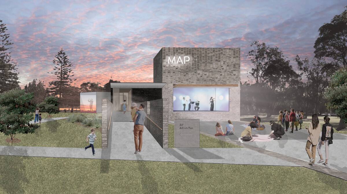 ON THE MAP: Concept designs of the proposed Multi-Arts Place. The facility could host major outdoor theatre productions, concerts and opera. Artwork: Supplied