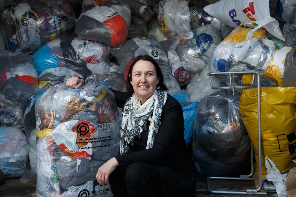 NEW USE: Samantha Cross, of Cross Connections Consulting, which helps businesses and councils to facilitate the processing of plastic waste into products such as park benches. Picture: Max Mason-Hubers