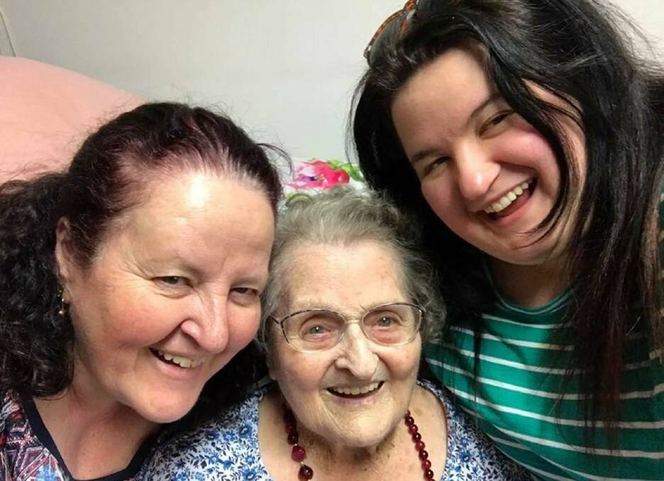 REMEMBERING: Ena Fisher, left to right, Annie Foster and Tamera Fisher, who will undertake the Memory Walk and Jog, pictured before Mrs Foster's death in 2017. 