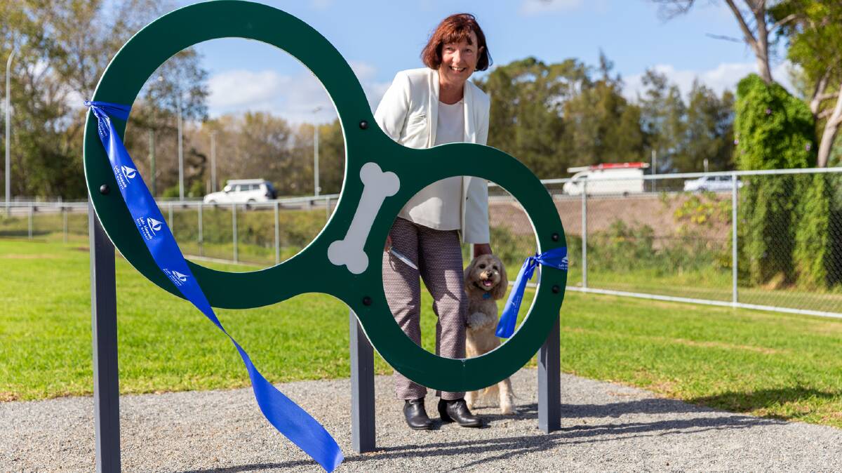 Mayor of Lake Macquarie Kay Fraser at the new Speers Point dog park. 